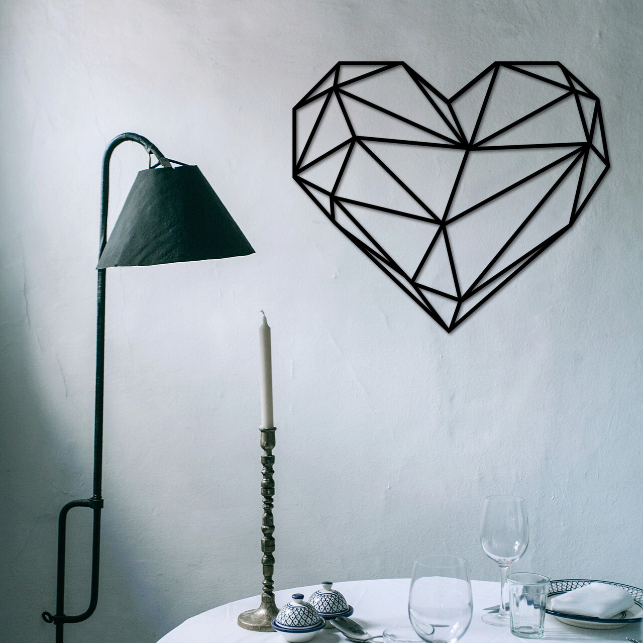 Decoratiune de perete, Heart Metal Decor, metal, 47 x 40 cm, negru - imagine 7